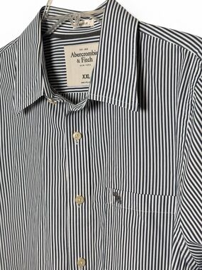 Abercrombie Men’s XXL Long Sleeve Muscle Fit Striped Button Down Shirt Cotton